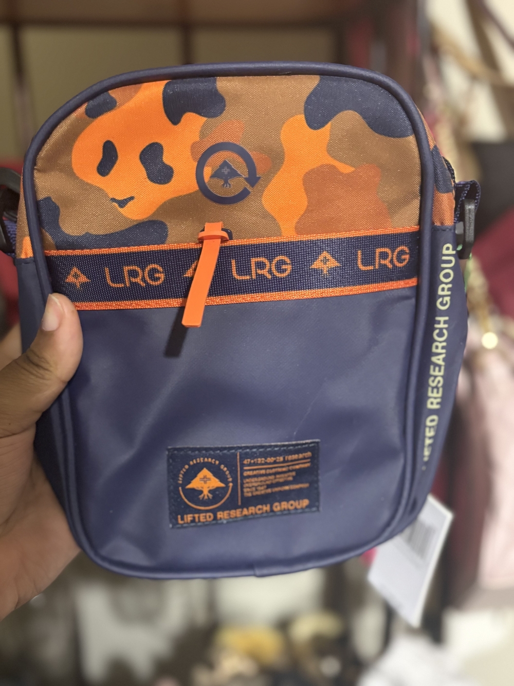 LRG Navy & Orange Camouflage Crossbody Belt Bag